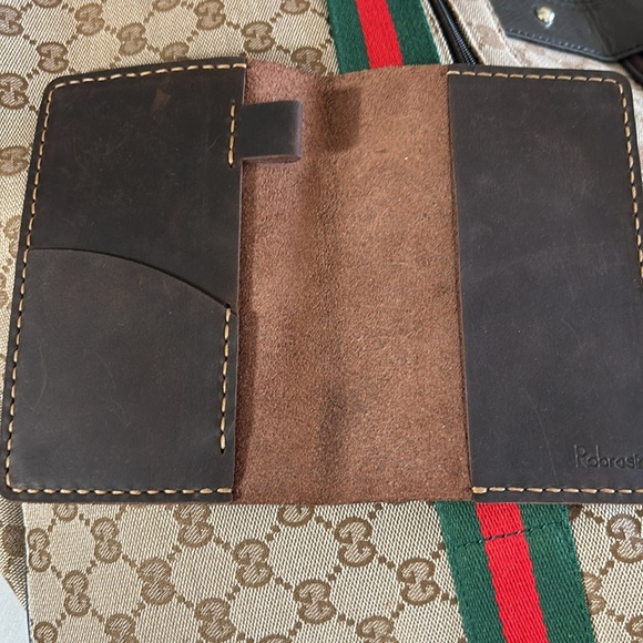 ROBRASIM Cowhide Leather Card Wallet Passport Credit Card Pen Holder Brown - Picture 4 of 5